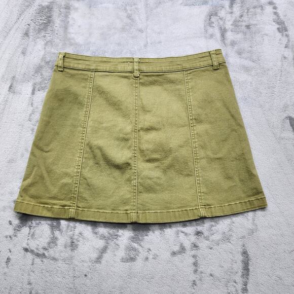 Forever 21 Skirt Womens 31 Green Button Front A-Line Mini Stretch Denim Preppy - Picture 3 of 8